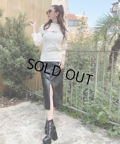 画像3: フェイクレザーペンシルスカート (3)