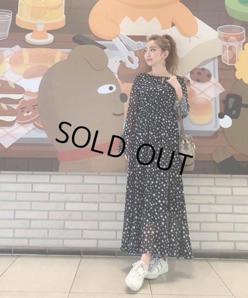 画像4: 星柄シフォンロングワンピース (4)