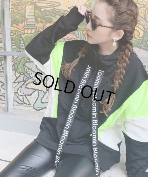 画像4: ネオンパネルハーフジップフーディー (4)