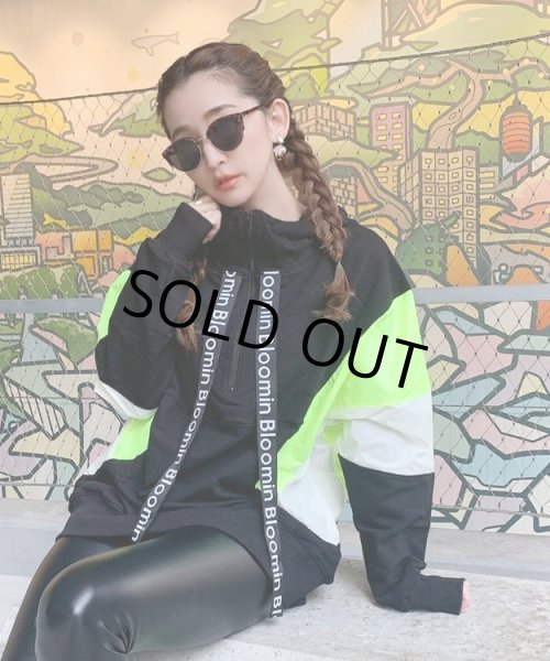 画像6: ネオンパネルハーフジップフーディー (6)