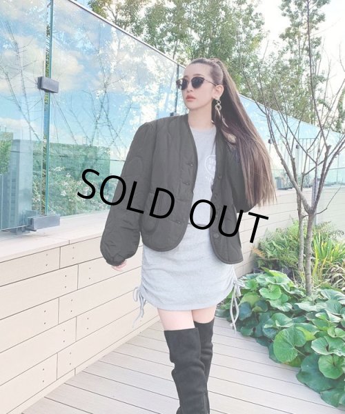 画像2: キルティングノーカラーブルゾン (2)