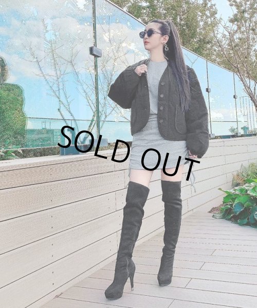 画像3: キルティングノーカラーブルゾン (3)