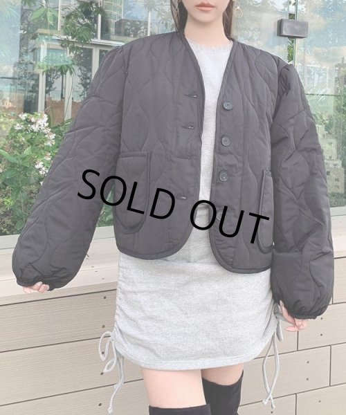 画像4: キルティングノーカラーブルゾン (4)