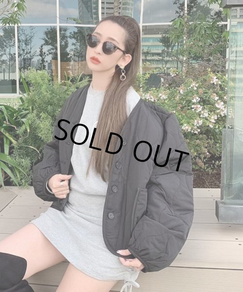 画像6: キルティングノーカラーブルゾン (6)