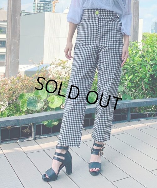 画像4: チェック柄ハイウエストパンツ (4)
